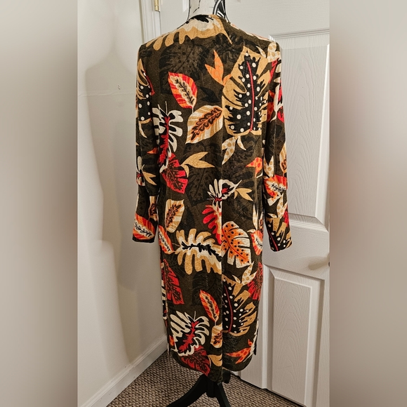 G.I.L.I. olive palm printed duster size small - Picture 3 of 9